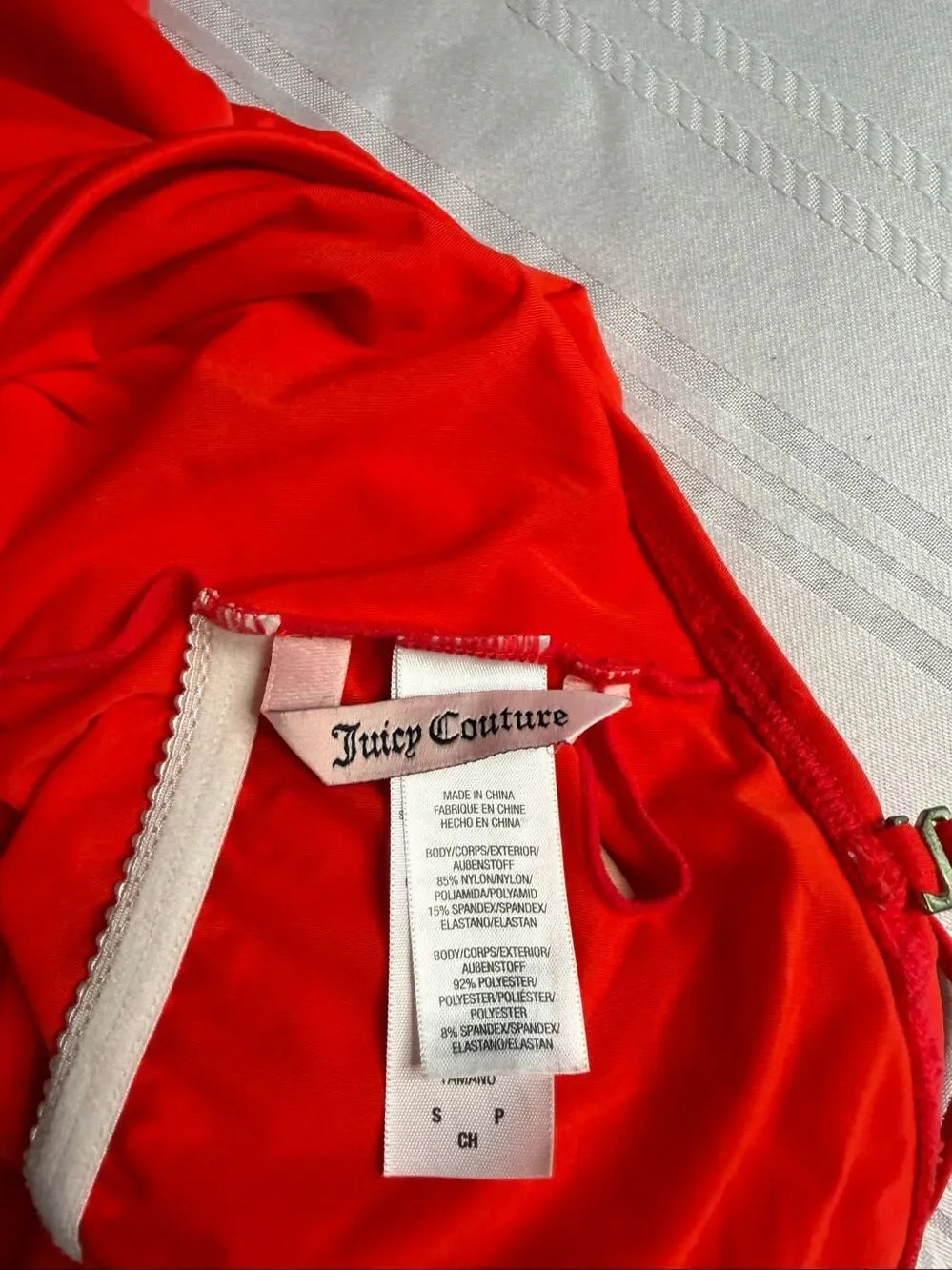 Juicy Couture Vintage Red One Piece Gold Heart Charms Swimsuit Size Small